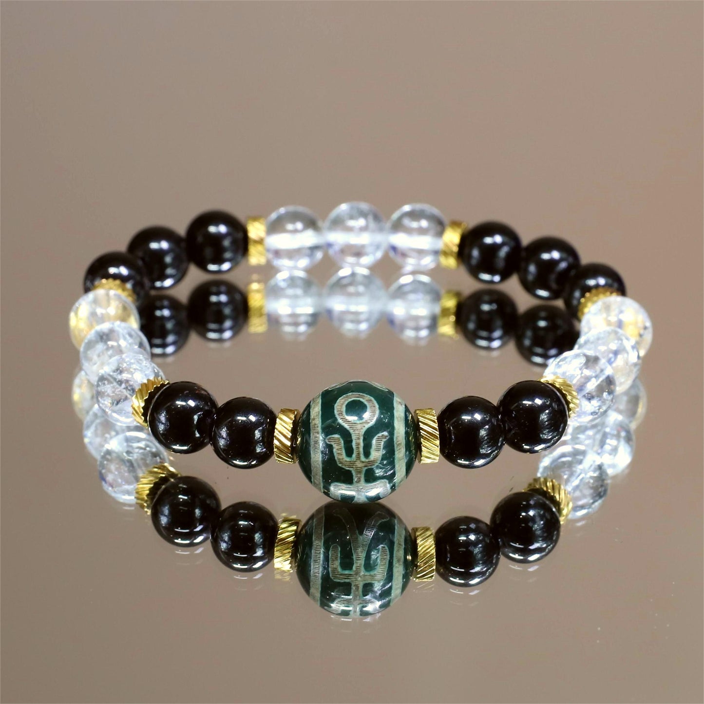 The Aegis Light - Hypersthene + Clear Azeztulite Bracelet (Protection)