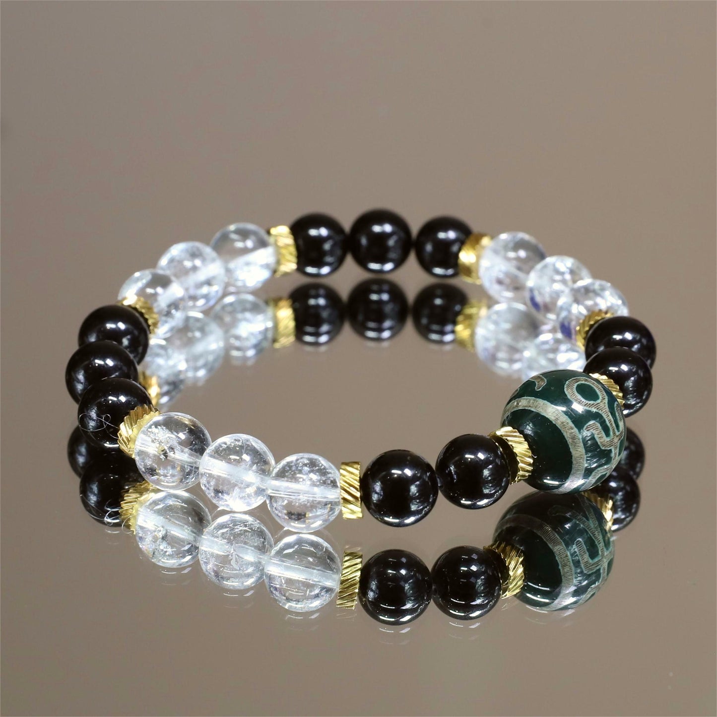 The Aegis Light - Hypersthene + Clear Azeztulite Bracelet (Protection)