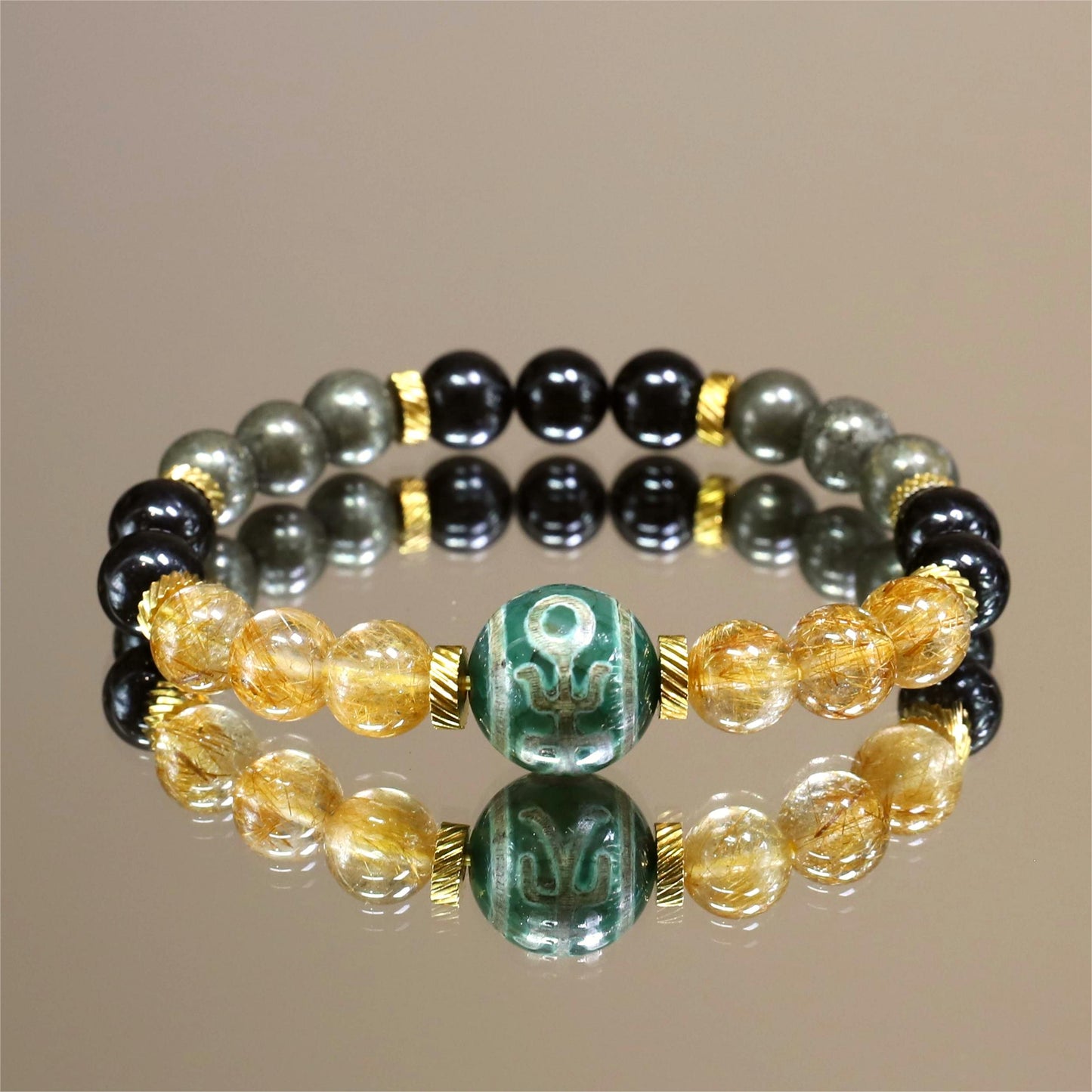 The Golden Prosperity - Golden Rutiles + Pyrite Bracelet (Wealth/Luck)