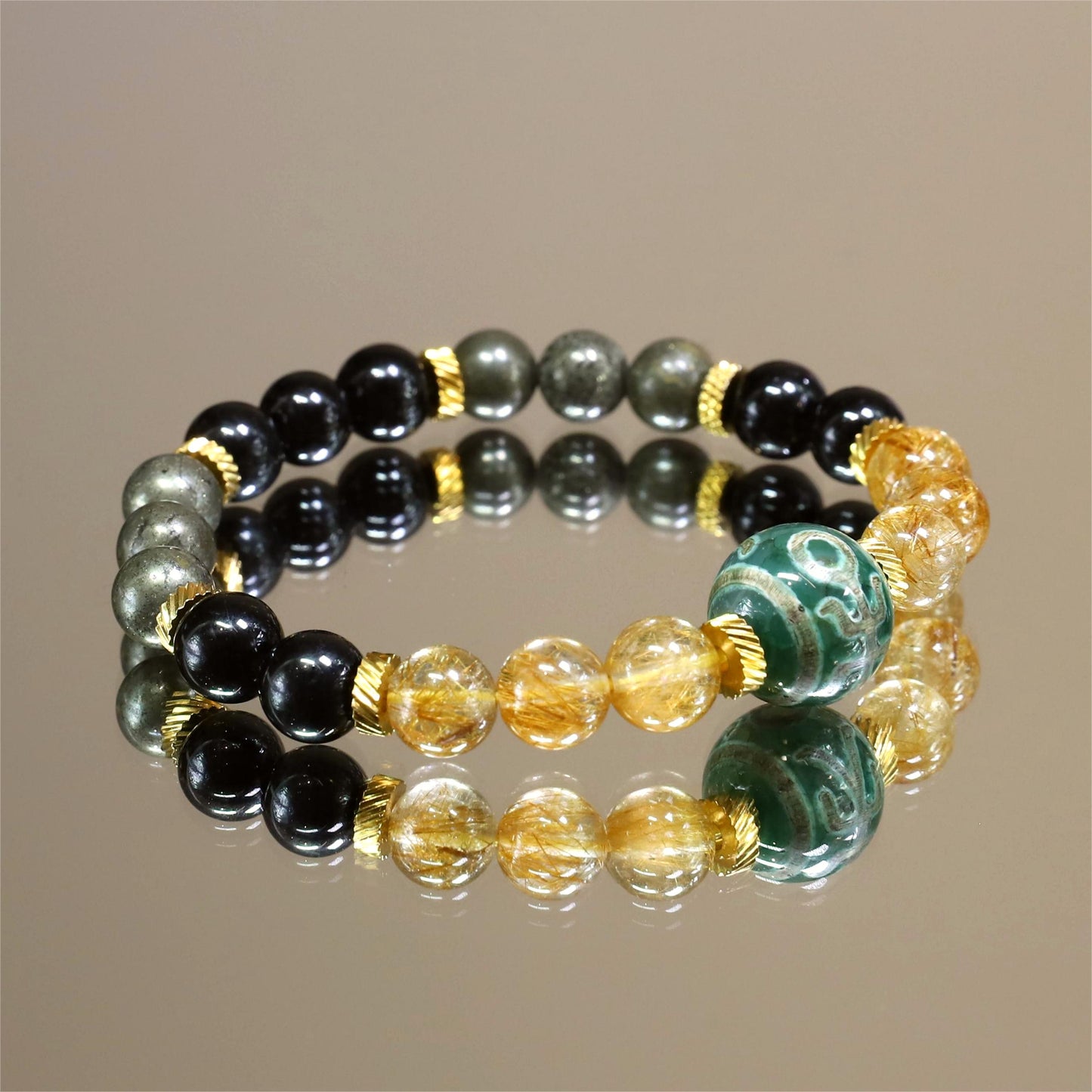 The Golden Prosperity - Golden Rutiles + Pyrite Bracelet (Wealth/Luck)