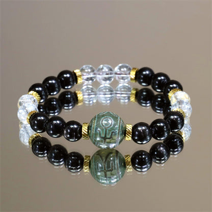 The Aegis Light - Hypersthene + Clear Azeztulite Bracelet (Protection)