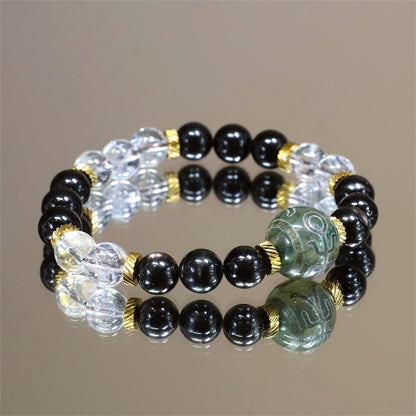 The Aegis Light - Hypersthene + Clear Azeztulite Bracelet (Protection)