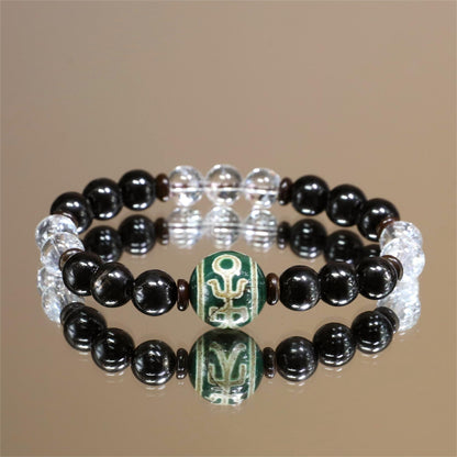 The Aegis Light - Hypersthene + Clear Azeztulite Bracelet (Protection)