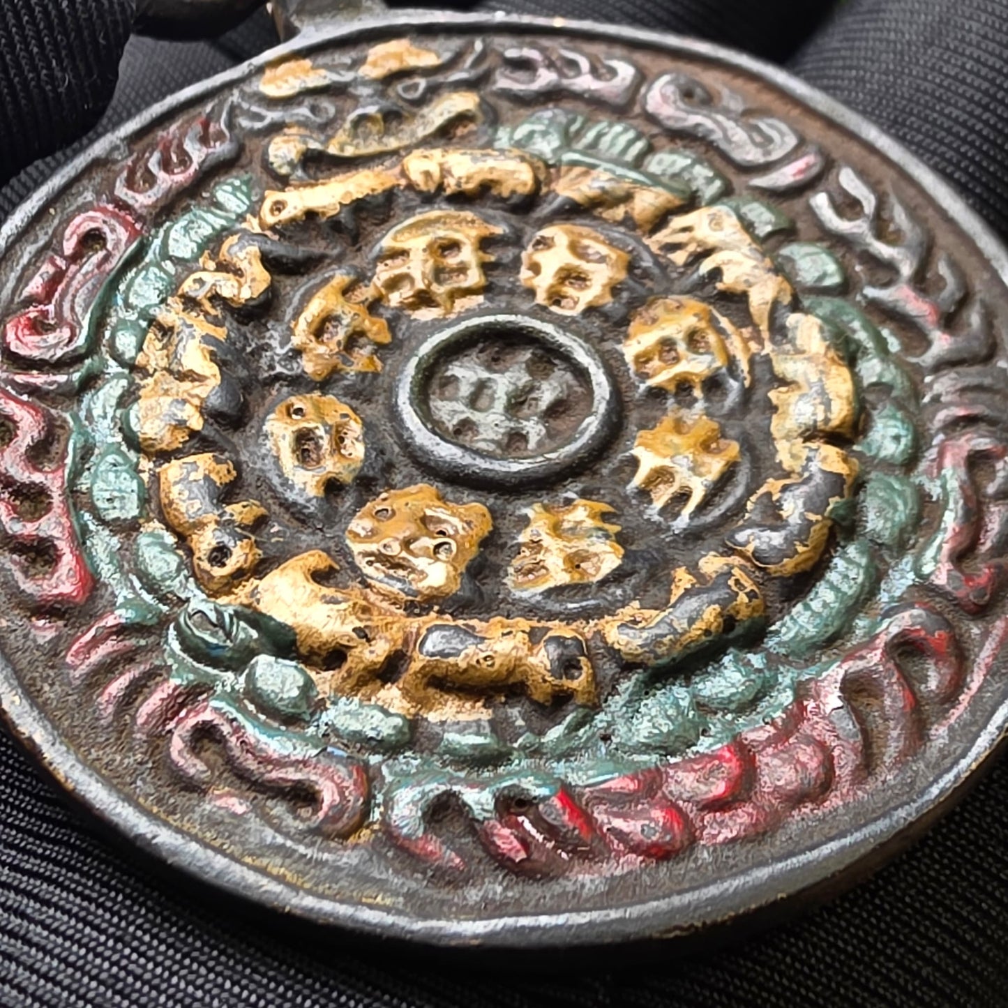 Old Tibetan Silver Nine Palace Bagua + Vajra Pendant