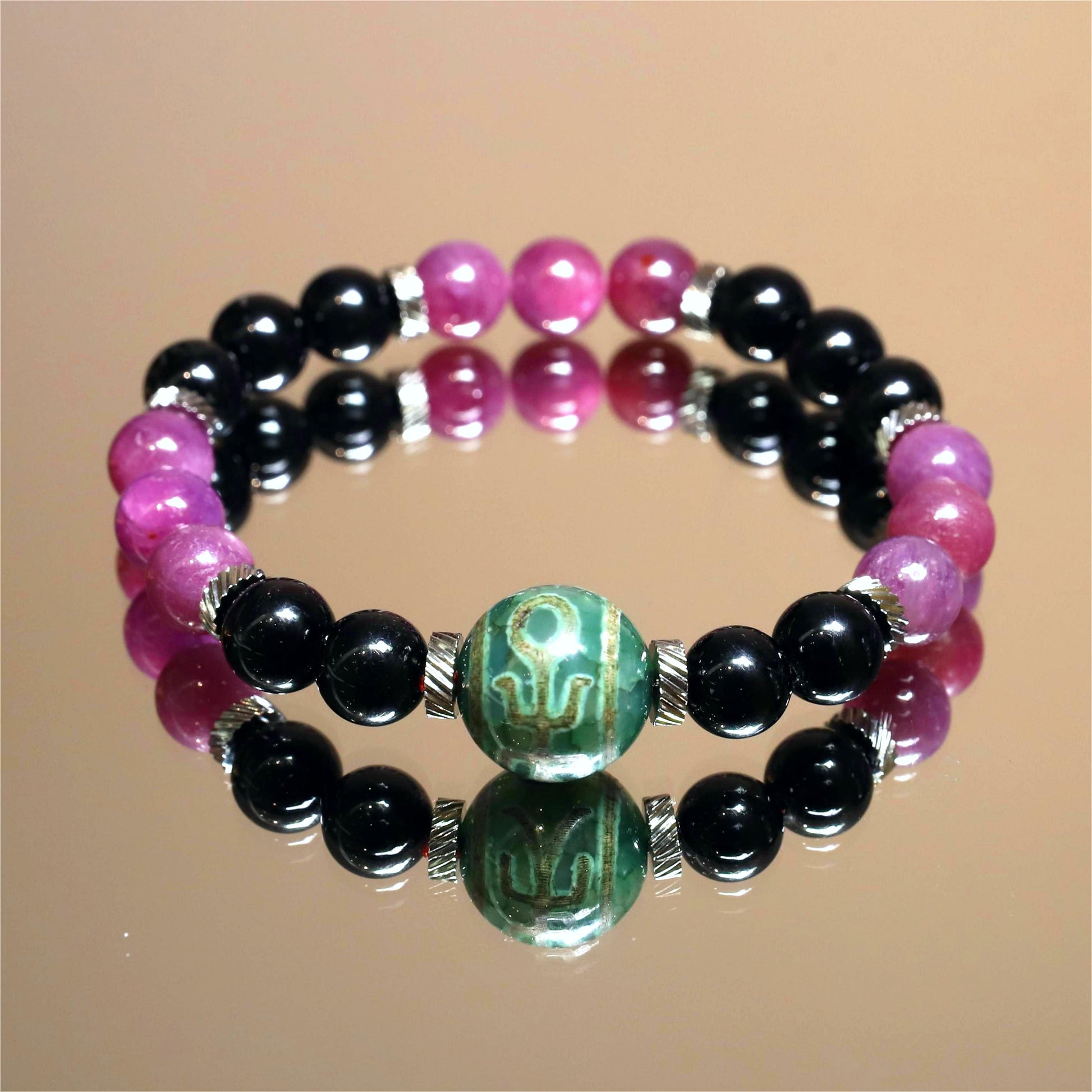 The Scarlet Destiny - Ruby + Benefactor Dzi Bracelet