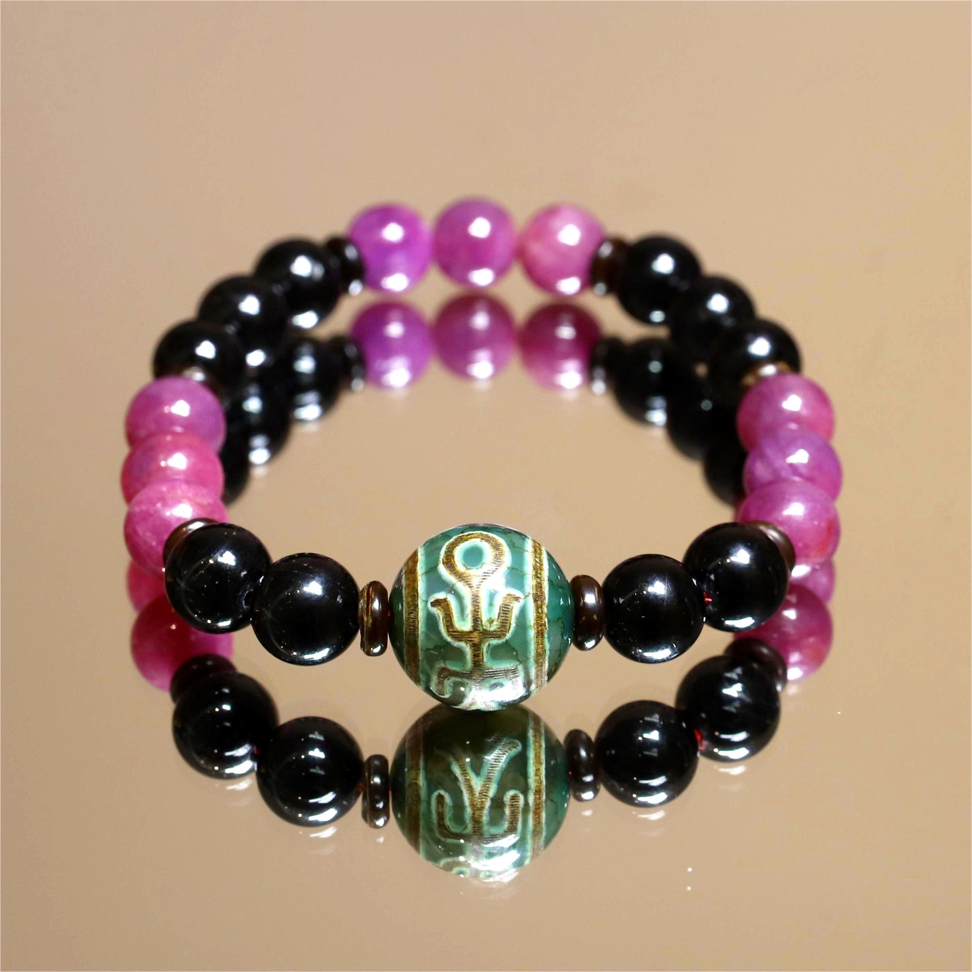 The Scarlet Destiny - Ruby + Benefactor Dzi Bracelet