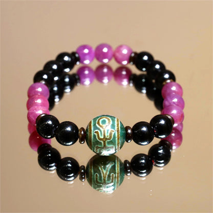 The Scarlet Destiny - Ruby + Benefactor Dzi Bracelet